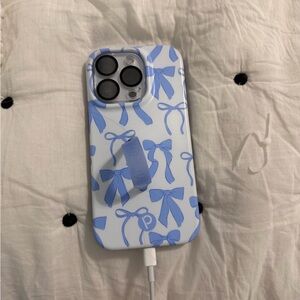 Blue Bow Pattern Phone Case iPhone 14 Pro